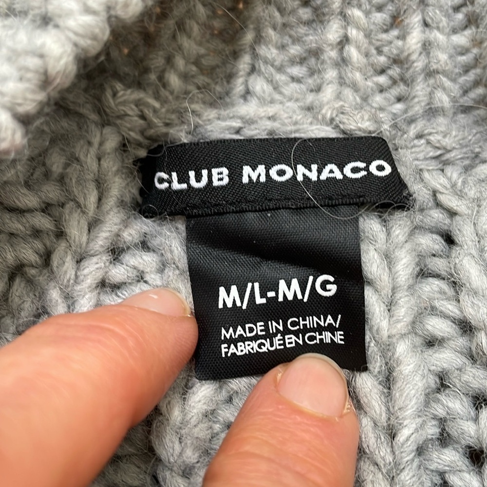 Club Monaco Janeen Gray Thick Knitted Poncho Sweater M L Alpaca Merino Wool - Picture 3 of 11